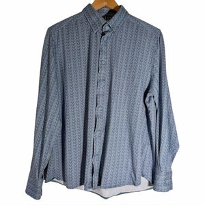 Report Collection Lux Knit Button Down Long Sleeve Shirt‎ Blue Men’s Large
